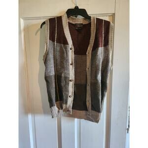 JC Penny's The Men's Shop Button Up Sweater Vest Wool Blend Large